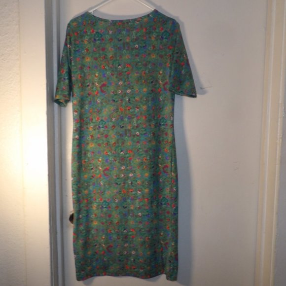 NWOT Lularoe Green Small Scale Floral Dress Sz L - Picture 5 of 5